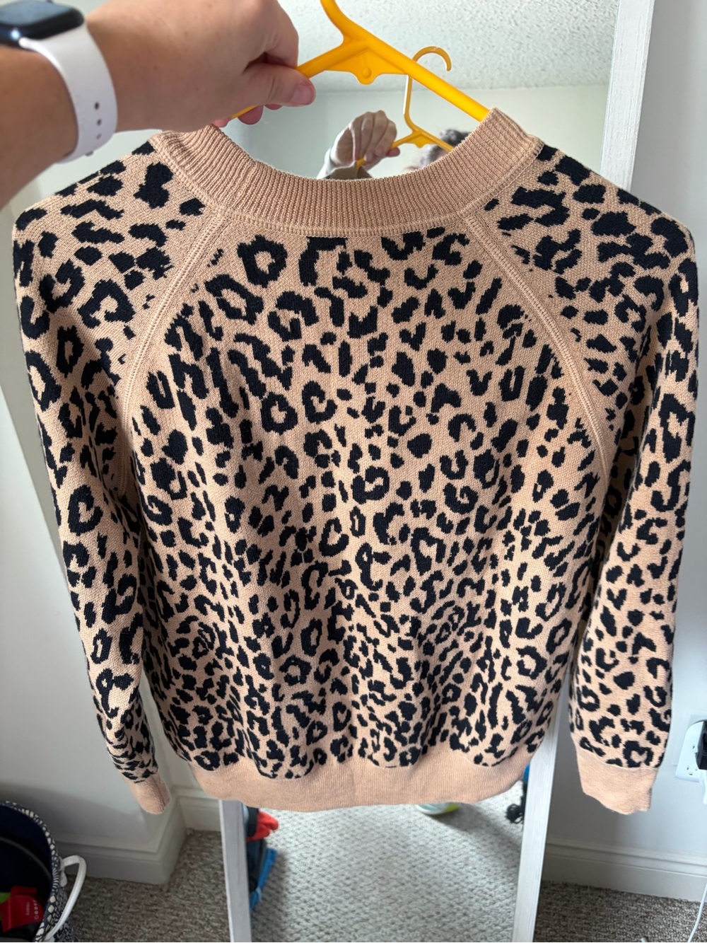 J. Crew Beige and Black Leopard Crewneck Sweater, size small - Picture 2 of 4